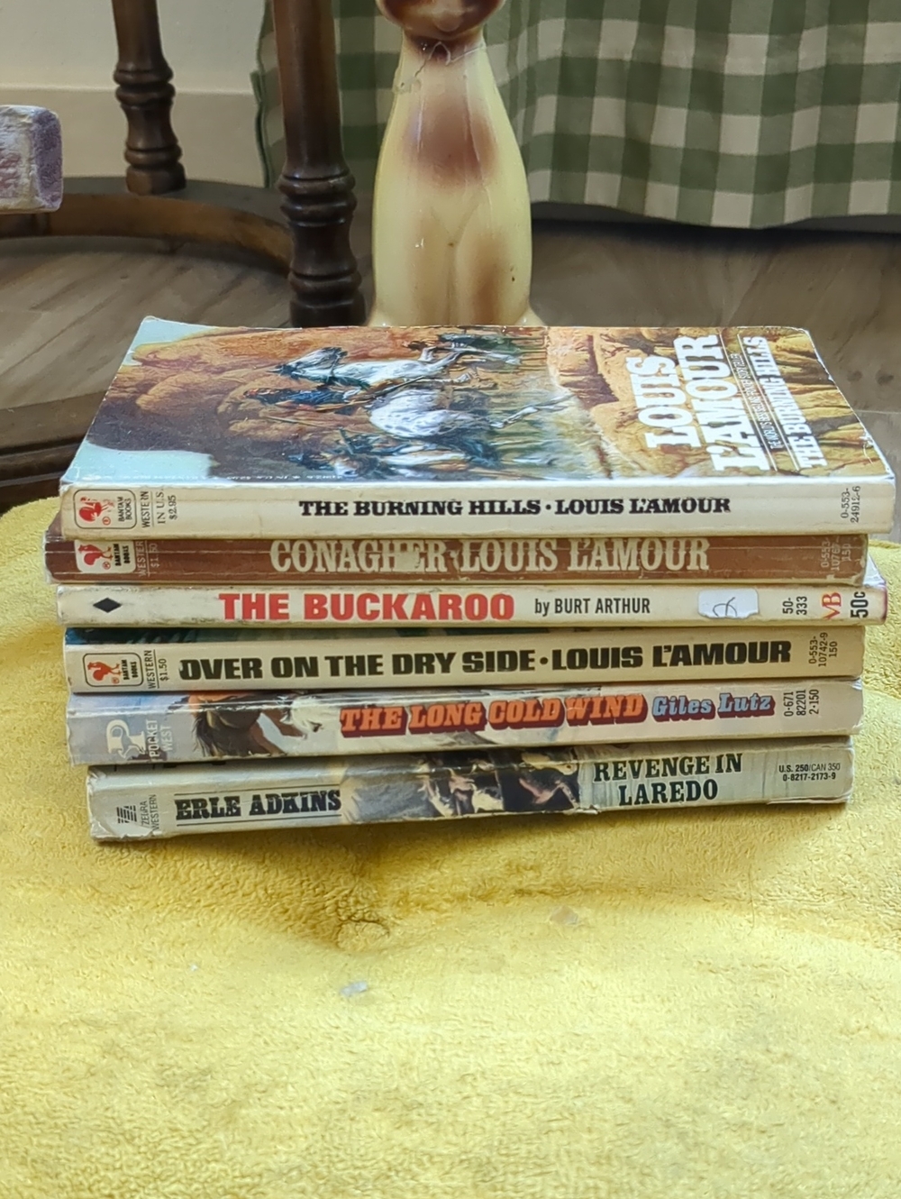 Vintage Western Paperback Book Stack - Browns & Creams
